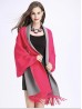 Cashmere Feeling Floral Embroidery Cape W/Sleeves